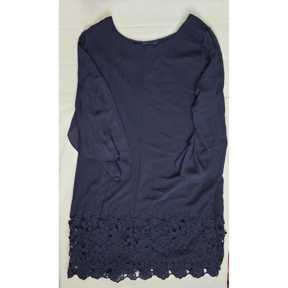 Tahari Arthur S Levine Navy Blue Floral Lace Hem Shift Dress 22W 6226L474 NWT - Picture 10 of 16